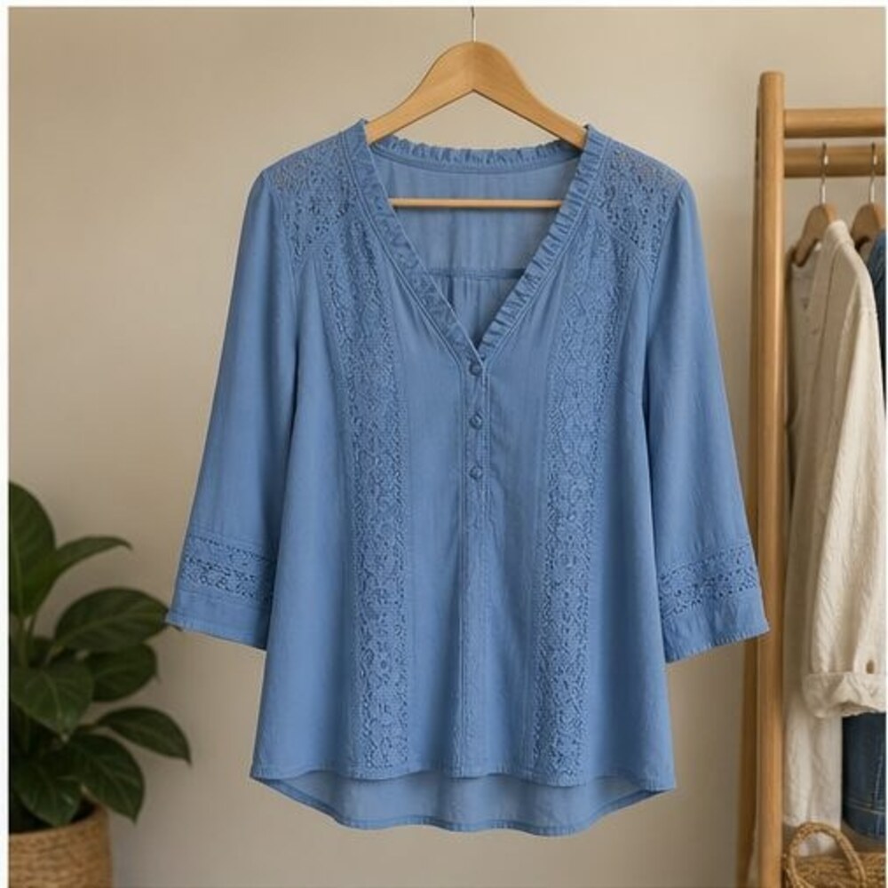Blue Smocked Top